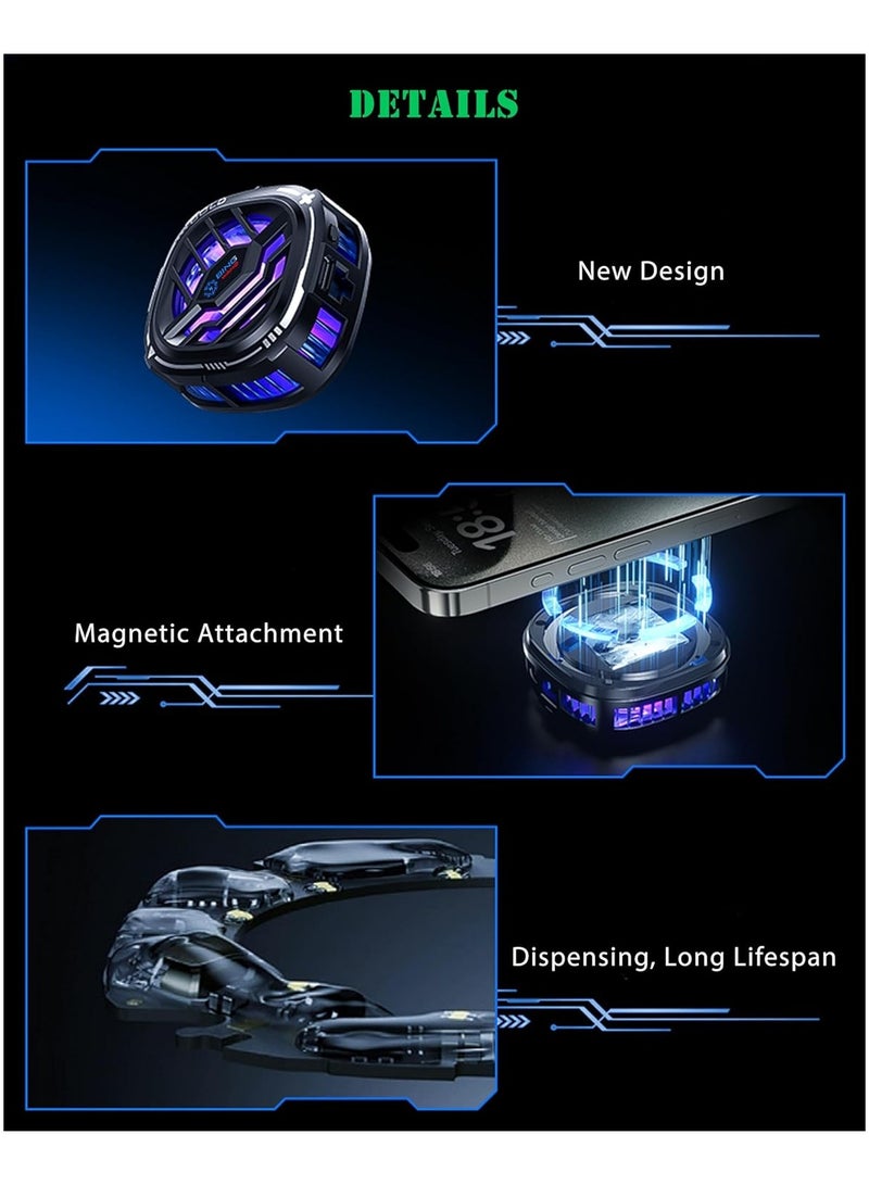 general RGB Mobile Phone Cooling Fan Portable Lightweight Mobile Phone Cooling Fan with Temperature Display for Mobile Games, Tiktok Live Streaming - Image 3