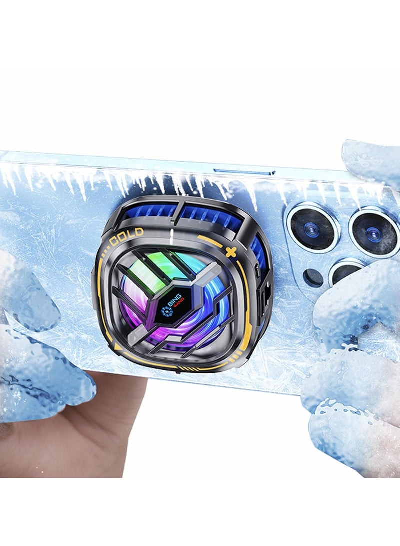 general RGB Mobile Phone Cooling Fan Portable Lightweight Mobile Phone Cooling Fan with Temperature Display for Mobile Games, Tiktok Live Streaming - Image 1