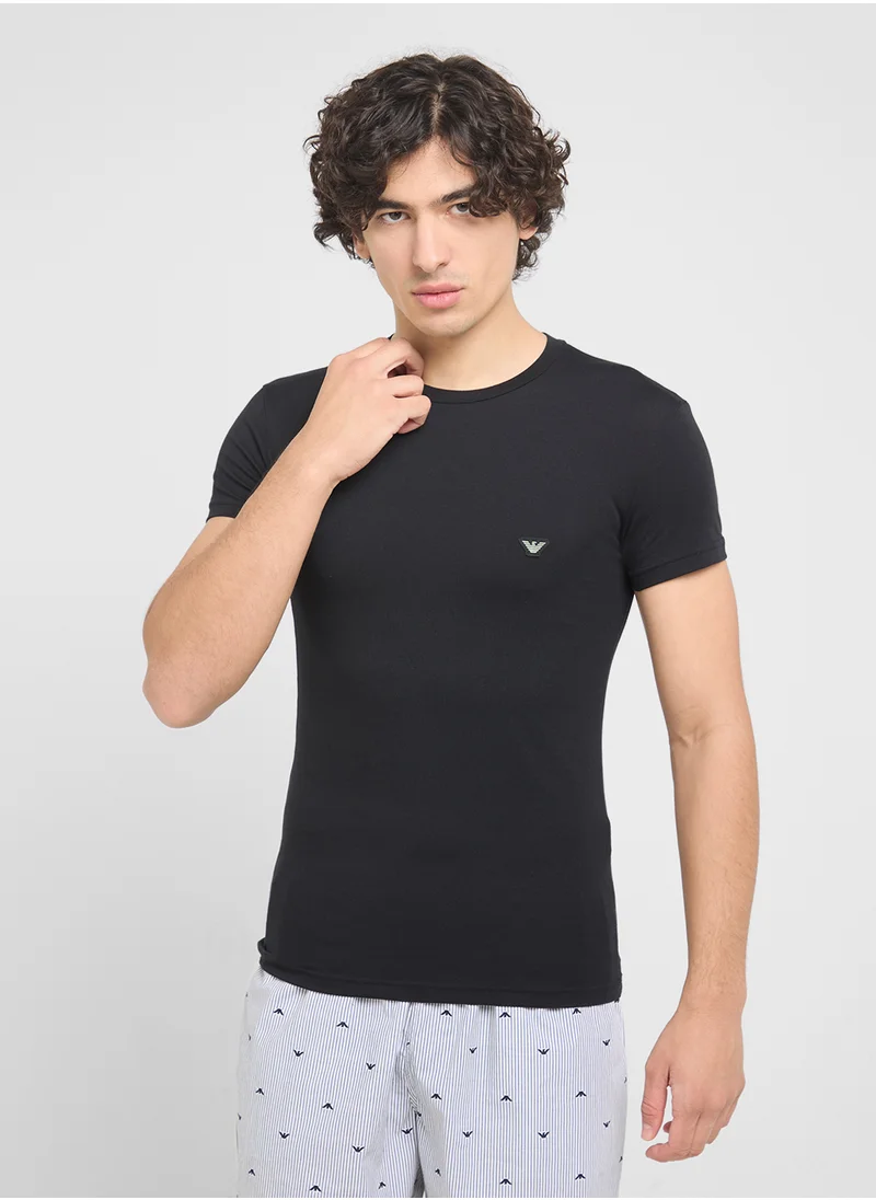 EMPORIO ARMANI Beachwear Logo Crew Neck T-Shirt