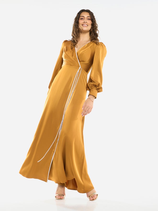 House of Moda Wrap Front Embellished Tie Detail Maxi Dress - Image 5