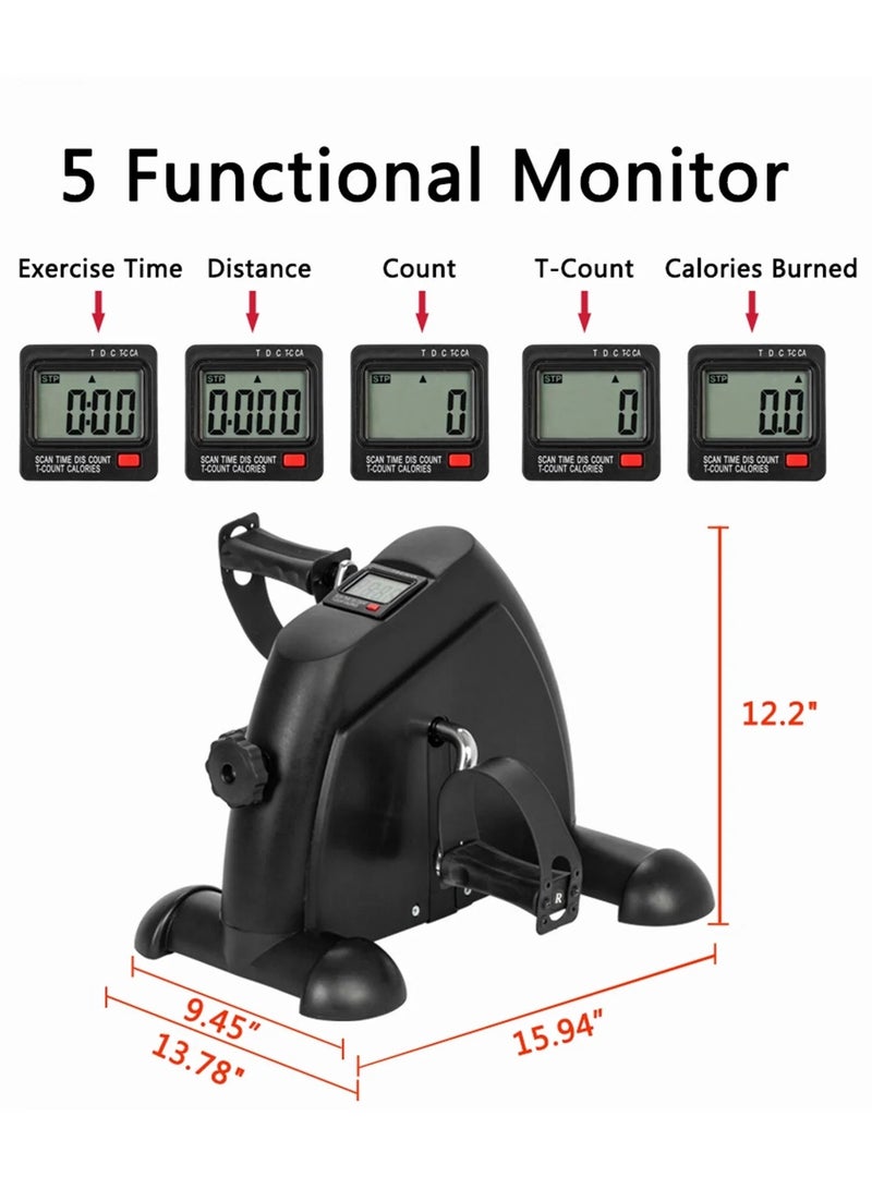 Arabest Under Desk Bike Pedal Exerciser with LCD Display - Portable Mini Exercise Bike for Seniors, Anti-Skid Mat & Adjustable Resistance, Compact Design for Arm/Leg Workout at Home/Office - Image 4