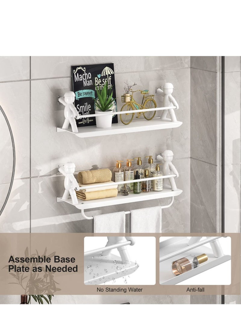 MIXDE 2 Pack Shower Caddy Organizer Shelf Basket with Towel Rack No Drilling Traceless Adhesive Bathroom Shelf Storage Organizer for Bathroom, Lavatory, Washroom, Restroom - Image 2