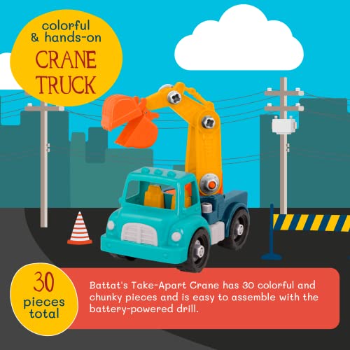 Battat – Classic Construction Toy – Pretend Play Tools – Toddler Trucks – Dexterity Building Toy – 3+ Years– Take – Apart Crane - Image 2
