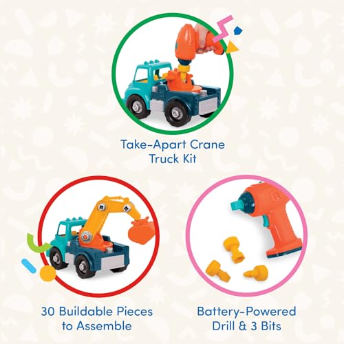 Battat – Classic Construction Toy – Pretend Play Tools – Toddler Trucks – Dexterity Building Toy – 3+ Years– Take – Apart Crane - Image 3