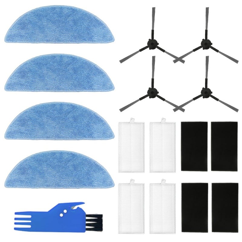 HASTHIP HASTHIP 13Pcs Replacement Parts for Ecovacs Deebot Y1 Pro Y1 Robot Vacuum Cleaner Replenishment Kit Replacement Accessories Includes 4 Microfiber Pads 4 Side Brushes 4 Filters 1 Cleaning Brush - Image 1