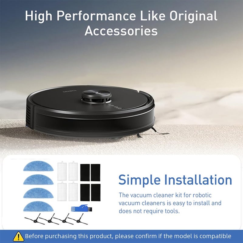 HASTHIP HASTHIP 13Pcs Replacement Parts for Ecovacs Deebot Y1 Pro Y1 Robot Vacuum Cleaner Replenishment Kit Replacement Accessories Includes 4 Microfiber Pads 4 Side Brushes 4 Filters 1 Cleaning Brush - Image 4