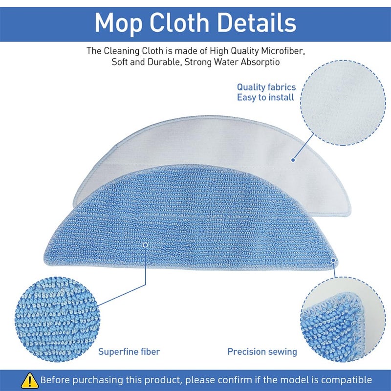 HASTHIP HASTHIP 13Pcs Replacement Parts for Ecovacs Deebot Y1 Pro Y1 Robot Vacuum Cleaner Replenishment Kit Replacement Accessories Includes 4 Microfiber Pads 4 Side Brushes 4 Filters 1 Cleaning Brush - Image 5
