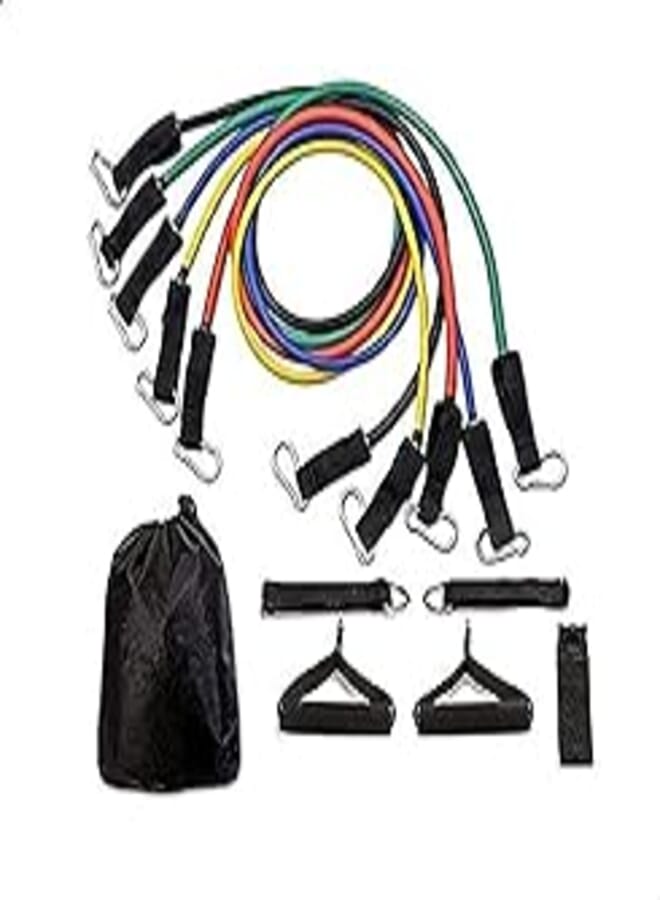 Other 11 Pcs Resistance Fitness Band Set with Stackable Exercise Bands Legs Ankle Straps Multi-function Professional Fitness Equipment