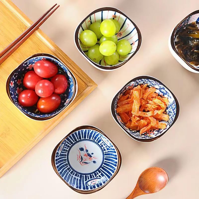P Plus Fire 200ml Soy Sauce Dish Dip Bowls Mini Pinch Bowls Sauce Cups for Side Dishes (Random Pattern, Set of 6) - Image 5