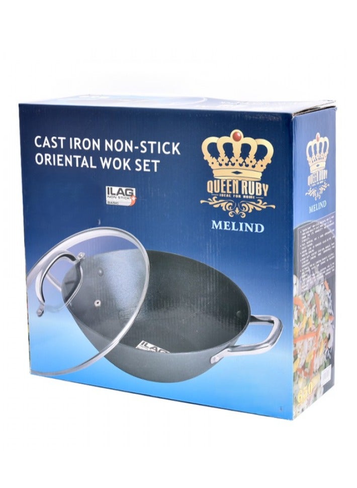 Queen Deep Frying Pan made of high quality and durable cast iron 28cm - Image 2