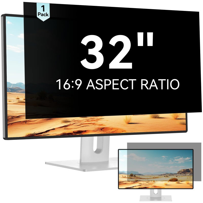 Mamol 32 Inch Computer Privacy Screen Filter for 16:9 Aspect Ratio Widescreen Monitor - Anti Glare Blue Light Filter, Removable Computer Monitor Privacy Shield, Anti-Scratch Screen Protector Film 32 in - Image 1