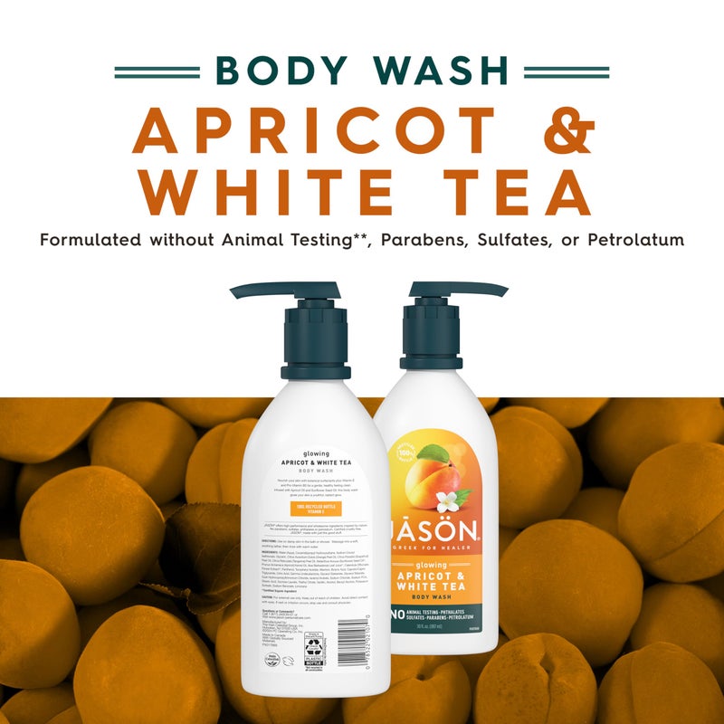 JASON Apricot and White Tea Glowing Body Wash, For a Gentle Feeling Clean, 30 Fluid Ounces - Image 2