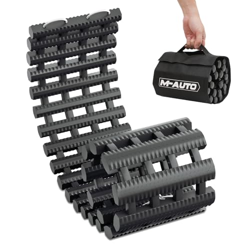 M-AUTO Snow Tire Traction Mats Portable Recovery Tracks for Vehicle in Mud, Snow, Ice, and Sand, 32" Coilable Recovery Emergency Devices with Storage Bag, Load 7.7 Ton - Image 1