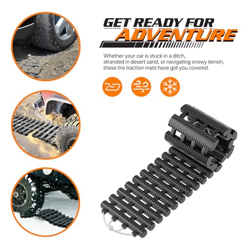 M-AUTO Snow Tire Traction Mats Portable Recovery Tracks for Vehicle in Mud, Snow, Ice, and Sand, 32" Coilable Recovery Emergency Devices with Storage Bag, Load 7.7 Ton - Image 4