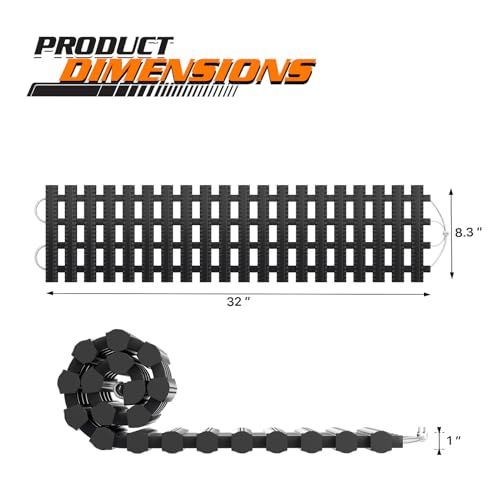 M-AUTO Snow Tire Traction Mats Portable Recovery Tracks for Vehicle in Mud, Snow, Ice, and Sand, 32" Coilable Recovery Emergency Devices with Storage Bag, Load 7.7 Ton - Image 2