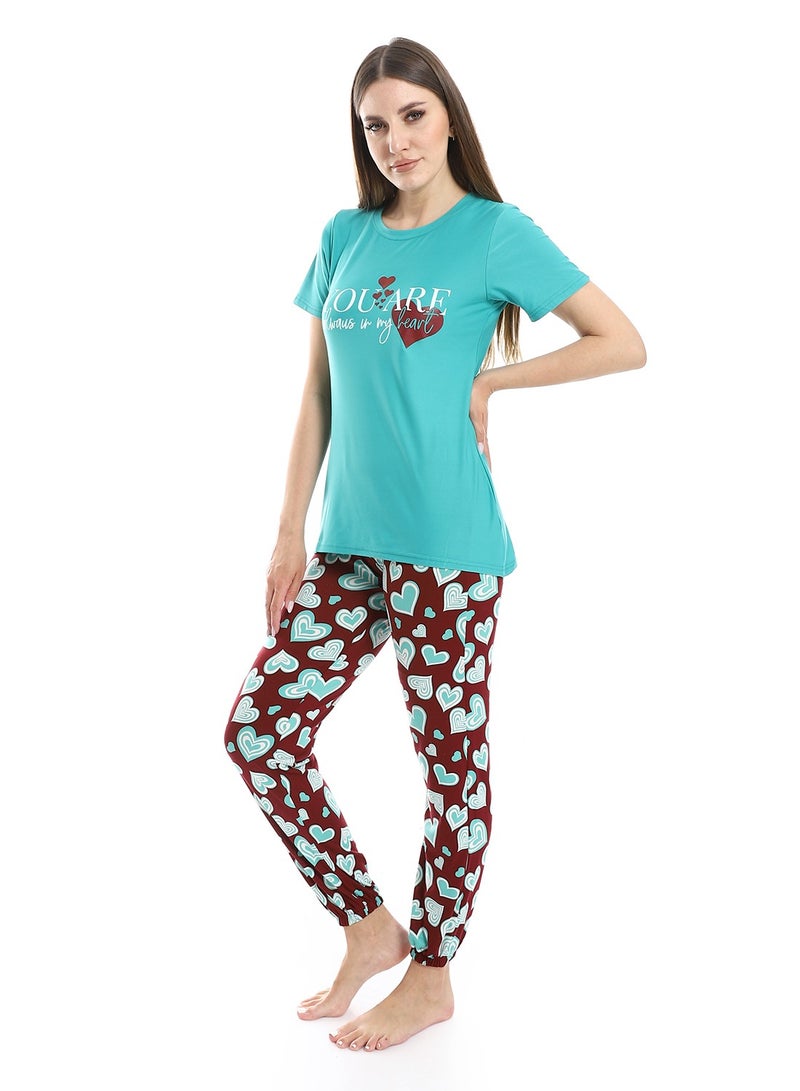 Caesar Women Pajama Set With Half Sleeves And Printed Photo - Image 2