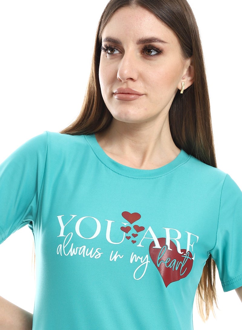 Caesar Women Pajama Set With Half Sleeves And Printed Photo - Image 3