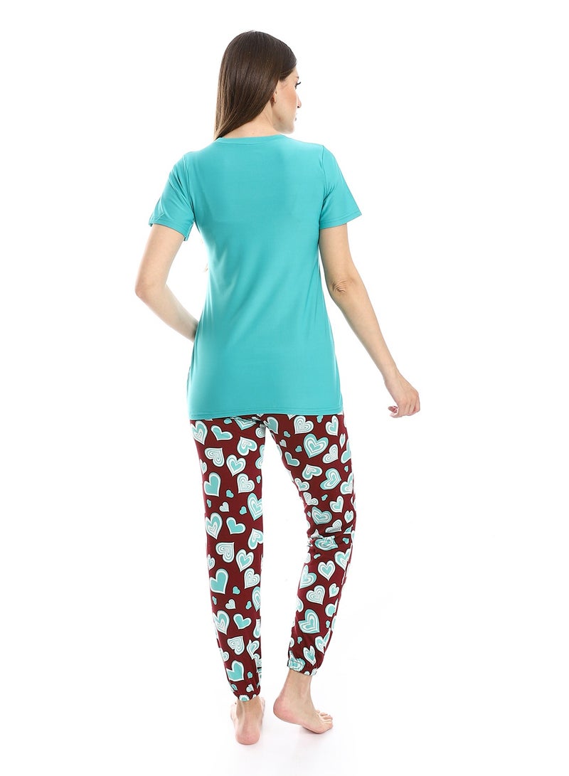 Caesar Women Pajama Set With Half Sleeves And Printed Photo - Image 4