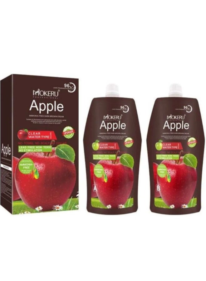 Mokeru Professional 96 Apple Ammonia-Free Dark Brown Hair Color Cream 1000ml (500ml + 500ml) | Nourishing, Long-Lasting Hair Dye for Men & Women - Image 1