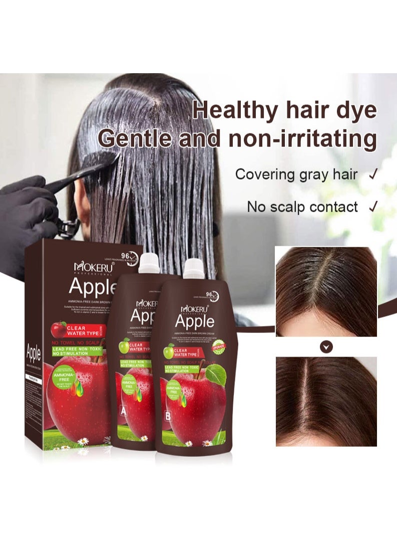 Mokeru Professional 96 Apple Ammonia-Free Dark Brown Hair Color Cream 1000ml (500ml + 500ml) | Nourishing, Long-Lasting Hair Dye for Men & Women - Image 4
