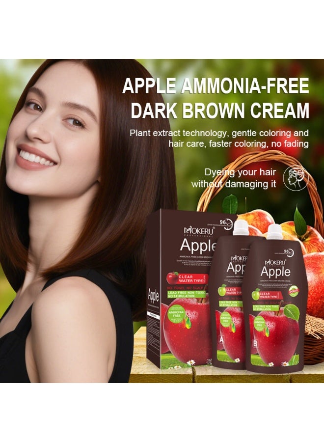 Mokeru Professional 96 Apple Ammonia-Free Dark Brown Hair Color Cream 1000ml (500ml + 500ml) | Nourishing, Long-Lasting Hair Dye for Men & Women - Image 2
