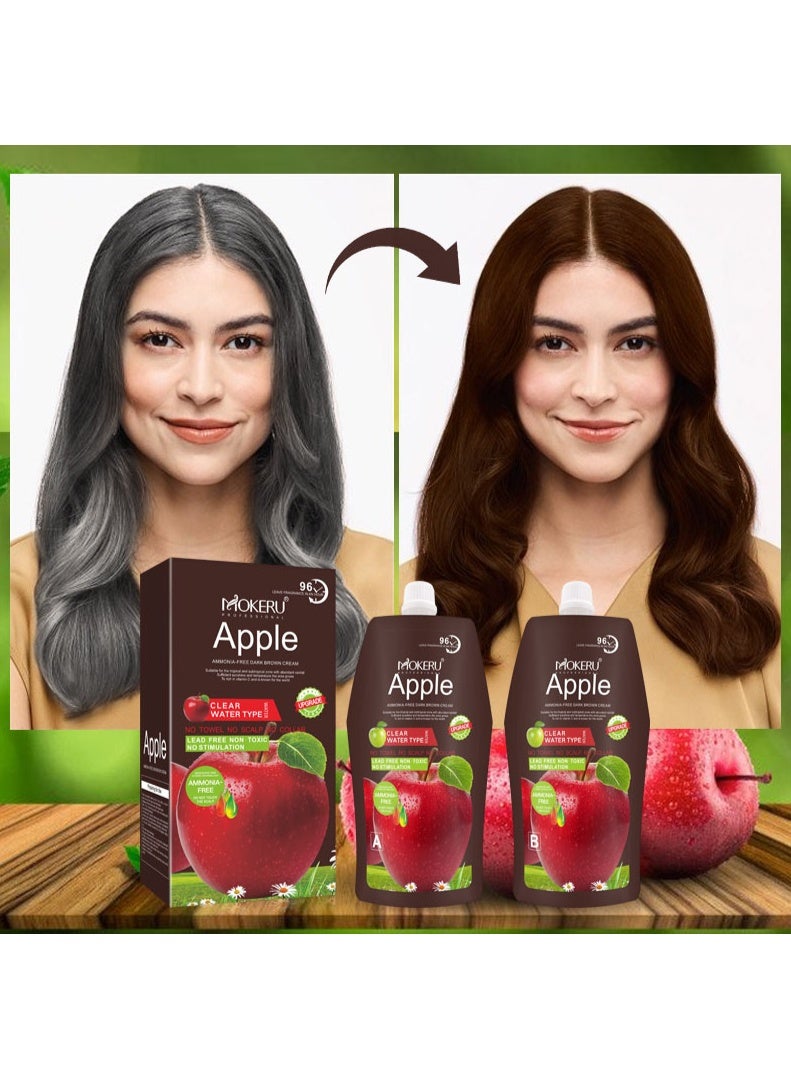 Mokeru Professional 96 Apple Ammonia-Free Dark Brown Hair Color Cream 1000ml (500ml + 500ml) | Nourishing, Long-Lasting Hair Dye for Men & Women - Image 3