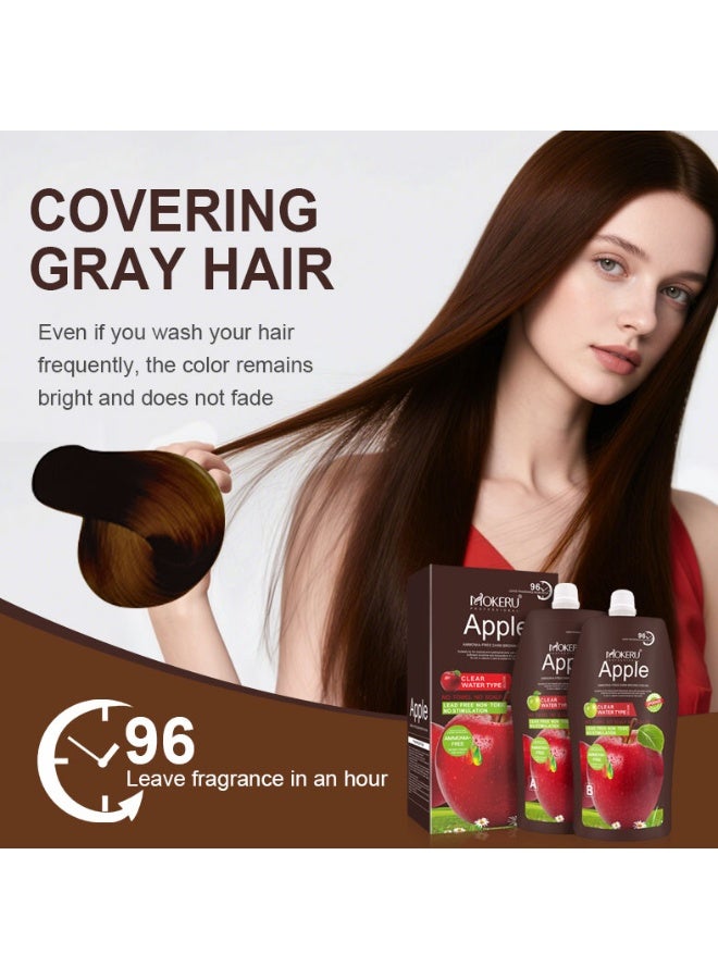 Mokeru Professional 96 Apple Ammonia-Free Dark Brown Hair Color Cream 1000ml (500ml + 500ml) | Nourishing, Long-Lasting Hair Dye for Men & Women - Image 5