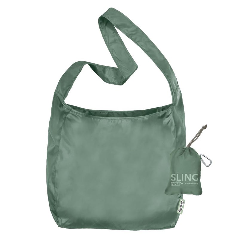 ChicoBag Sling rePETe + Refine | Eco-friendly Messenger-Style Reusable Tote Bag (Sage) - Image 1