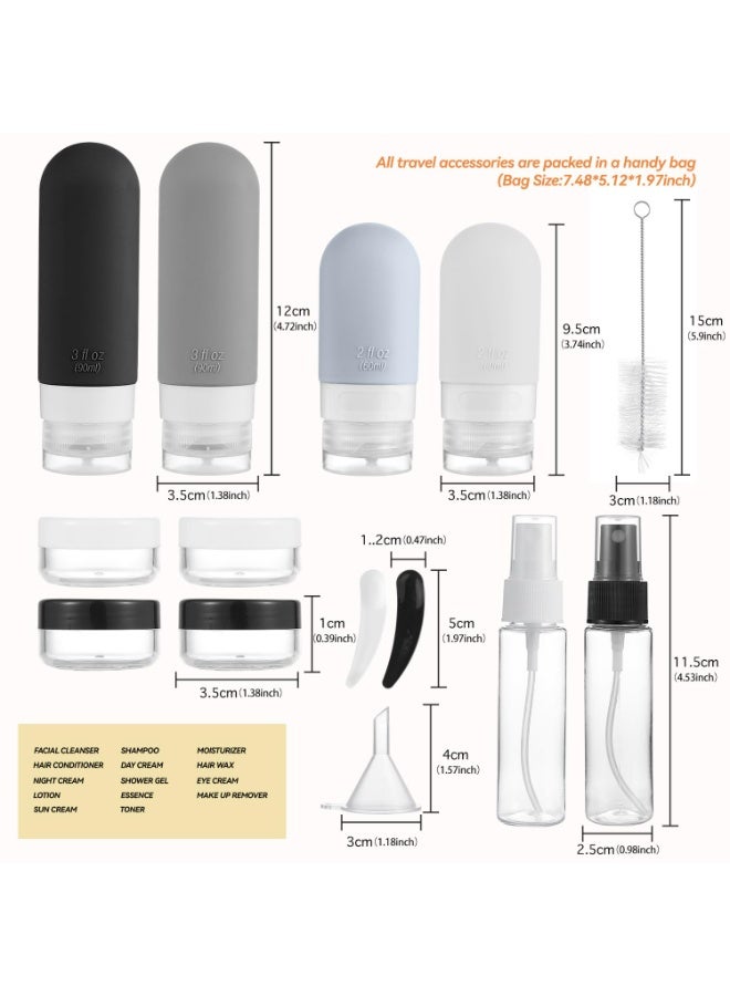 ووفيكسر مجموعة من 16 زجاجة سفر - حاويات سيليكون مانعة للتسرب وقابلة للضغط لمستحضرات التجميل والبلسم والشامبو واللوشن وغسول الجسم - Image 4