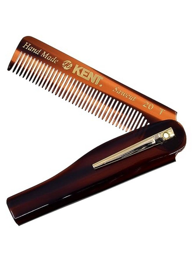 KENT 20T Handmade Folding Pocket Comb For Men Fine Tooth Hair Comb Straightener For Everyday Grooming Styling Hair Beard Or Mustache Use Dry Or With Balms Saw Cut Hand Polished Made In England - Image 1