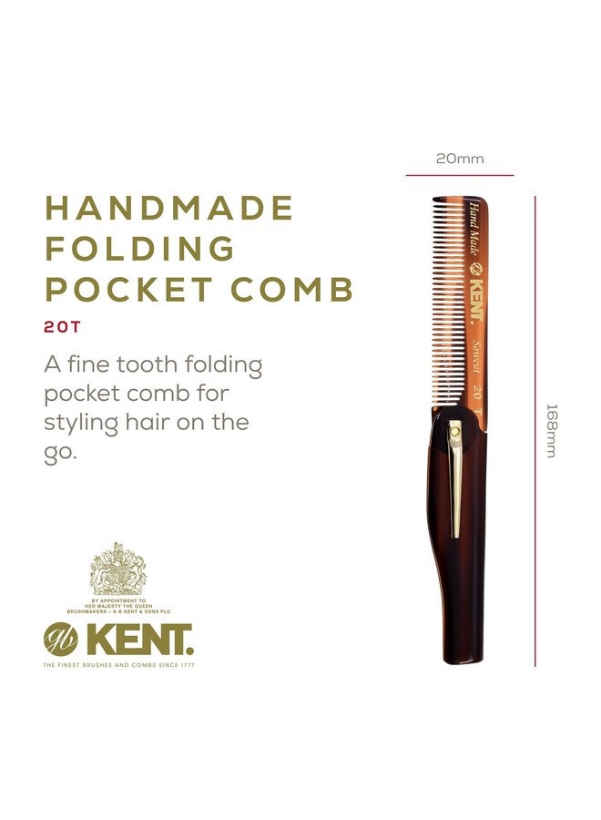 KENT 20T Handmade Folding Pocket Comb For Men Fine Tooth Hair Comb Straightener For Everyday Grooming Styling Hair Beard Or Mustache Use Dry Or With Balms Saw Cut Hand Polished Made In England - Image 3