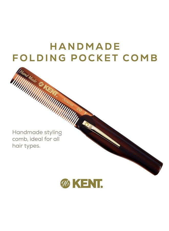 KENT 20T Handmade Folding Pocket Comb For Men Fine Tooth Hair Comb Straightener For Everyday Grooming Styling Hair Beard Or Mustache Use Dry Or With Balms Saw Cut Hand Polished Made In England - Image 4