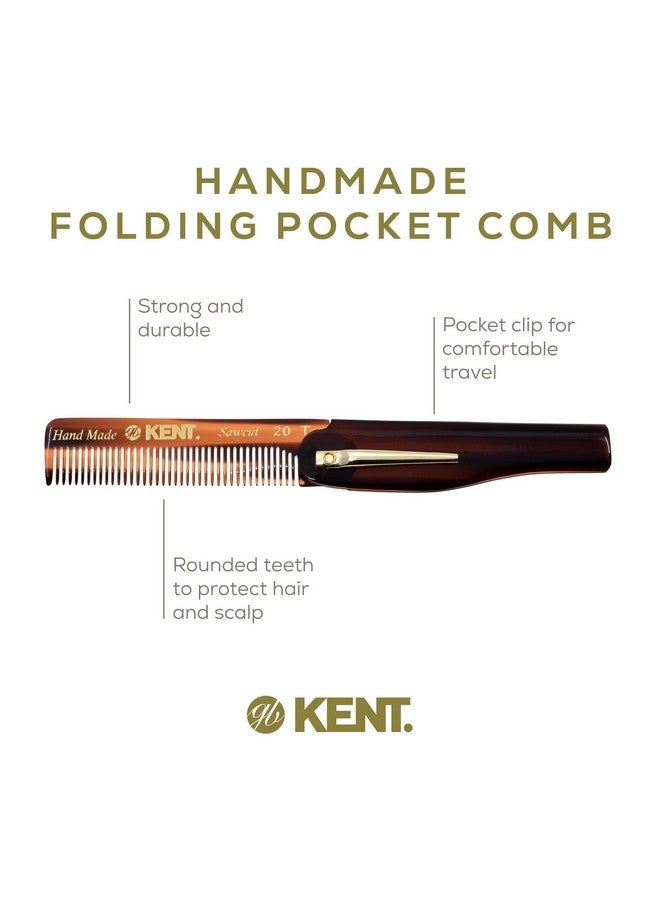 KENT 20T Handmade Folding Pocket Comb For Men Fine Tooth Hair Comb Straightener For Everyday Grooming Styling Hair Beard Or Mustache Use Dry Or With Balms Saw Cut Hand Polished Made In England - Image 5