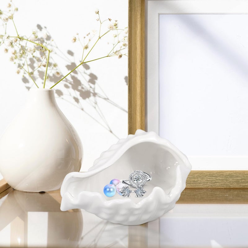 White Ceramic Jewelry Dish Trinket Tray Ring Holder Organizer for Vanity Desktop Storage - Image 5