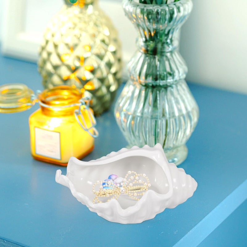 White Ceramic Jewelry Dish Trinket Tray Ring Holder Organizer for Vanity Desktop Storage - Image 4