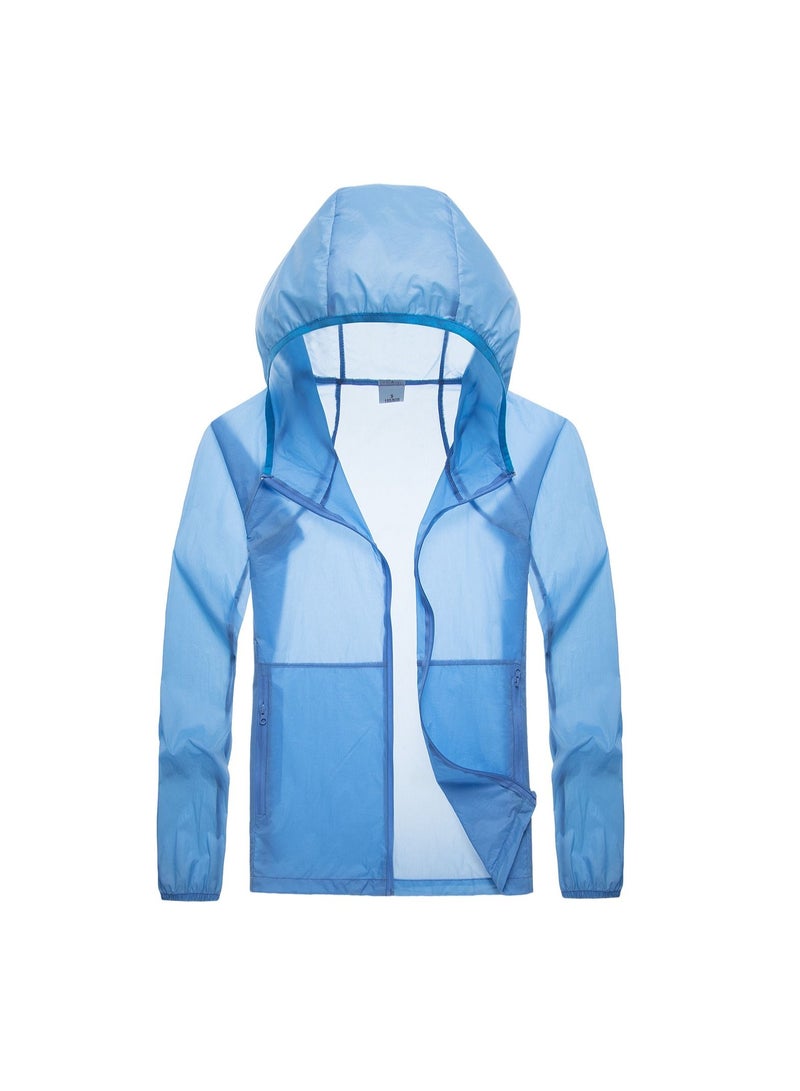 Loquat Women's Summer Breathable UV Protection Lightweight Sunscreen Clothing Printable Logo Blue - Image 1