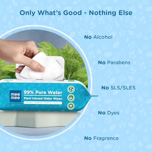 Mee Mee Pure Water Wet Wipes with Lid 80 pcs x 2 (160 pcs) – Unscented, Plant Derived, Super Thick Baby Wipes | Gentle for Sensitive Skin - Image 3