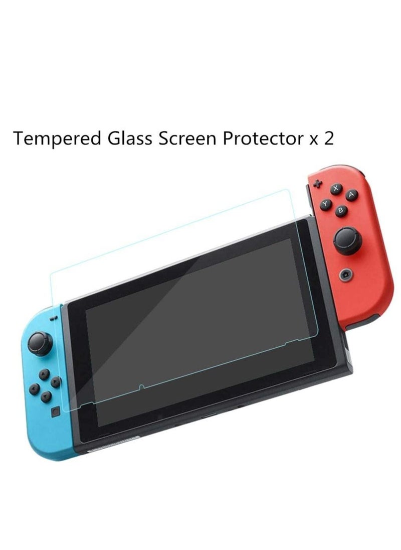 Y&D - Carrying Case Compatible with Nintendo Switch/Switch OLED/Switch Lite 2 Pack Tempered Glass Screen Protectors, Waterproof Design 10 Game Card Slots & Accessory Pocket for Travel - Image 1
