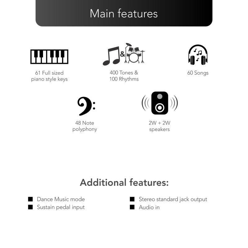 CASIO لوحة مفاتيح محمولة CTK-2550 بـ 61 مفتاح، أسود، لوحة مفاتيح CTK2500 - Image 5