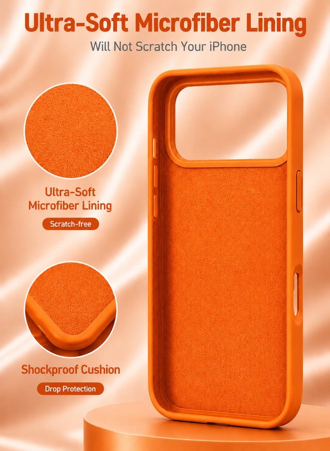 VR CREATIVE Apple iPhone 17 Pro Max Liquid Silicone Protective Case Cover with Microfiber Lining, Slim Shockproof Soft TPU Back Cover - Orange - Image 4