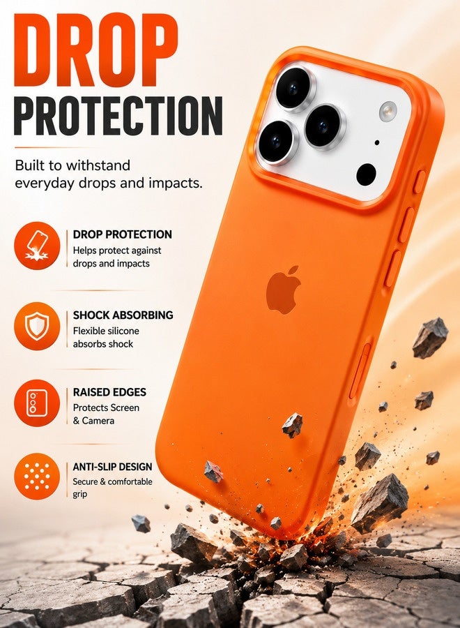 VR CREATIVE Apple iPhone 17 Pro Max Liquid Silicone Protective Case Cover with Microfiber Lining, Slim Shockproof Soft TPU Back Cover - Orange - Image 5