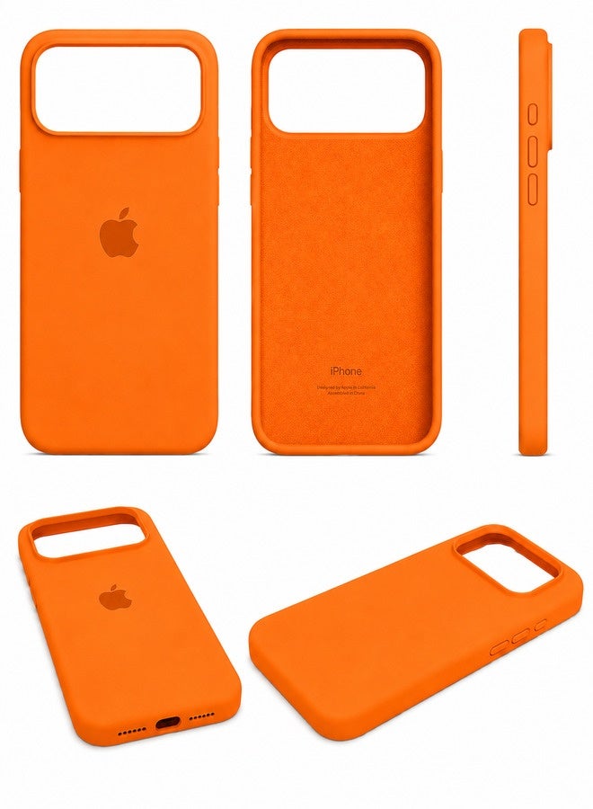 VR CREATIVE Apple iPhone 17 Pro Max Liquid Silicone Protective Case Cover with Microfiber Lining, Slim Shockproof Soft TPU Back Cover - Orange - Image 2