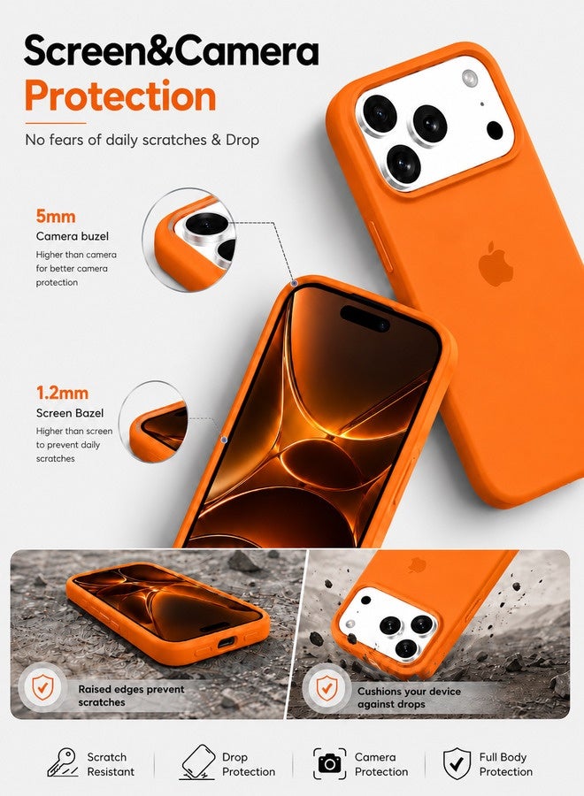 VR CREATIVE Apple iPhone 17 Pro Max Liquid Silicone Protective Case Cover with Microfiber Lining, Slim Shockproof Soft TPU Back Cover - Orange - Image 3