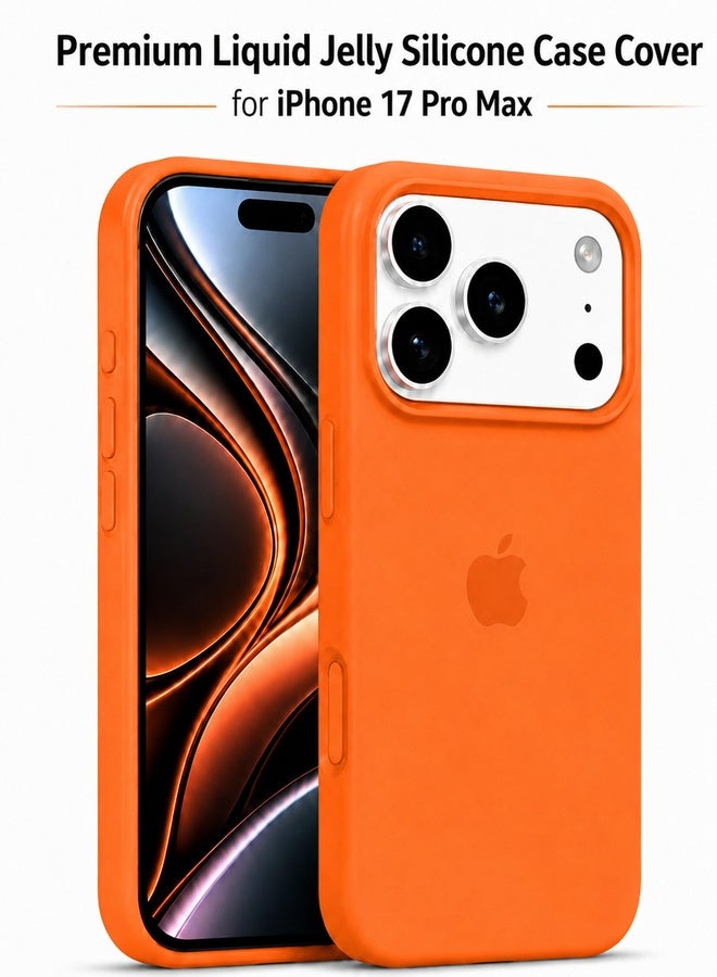 VR CREATIVE Apple iPhone 17 Pro Max Liquid Silicone Protective Case Cover with Microfiber Lining, Slim Shockproof Soft TPU Back Cover - Orange - Image 1