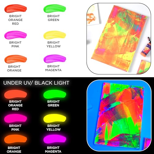 BLUEBIRD Signature Neon Acrylic Paint Set Fluorescent Colors 6Pack 25 Fl Oz Tubes Heavy Body Acrylic Paints For Professionals Students Adults Artists - Image 3