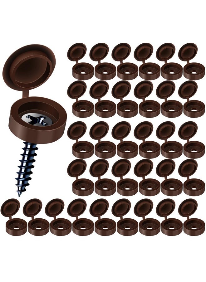 HNYYZL HNYYZL Plastic Hinged Screw Covers Caps, Screw Caps 100 PCS Brown, Shutter screws with caps, Snap Washer Covers Flip Tops for Covering Screw Heads, Screw Protection from rust (L)  - Image 1