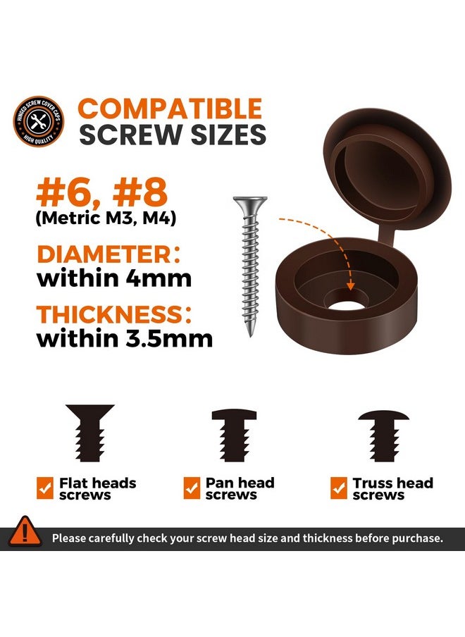 HNYYZL HNYYZL Plastic Hinged Screw Covers Caps, Screw Caps 100 PCS Brown, Shutter screws with caps, Snap Washer Covers Flip Tops for Covering Screw Heads, Screw Protection from rust (L)  - Image 3