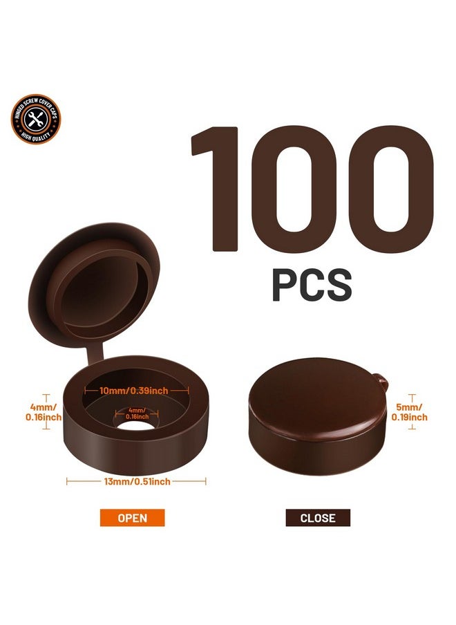 HNYYZL HNYYZL Plastic Hinged Screw Covers Caps, Screw Caps 100 PCS Brown, Shutter screws with caps, Snap Washer Covers Flip Tops for Covering Screw Heads, Screw Protection from rust (L)  - Image 2