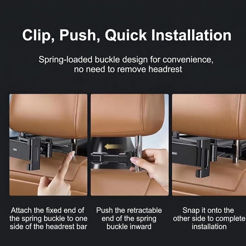 ToolHouse Car Headrest Tablet Stand - Adjustable Foldable and Extendable Arm, 360-Degree Rotating Holder for Many Tablets and Phones, Suitable for Backseat Passengers and Travel - Image 5