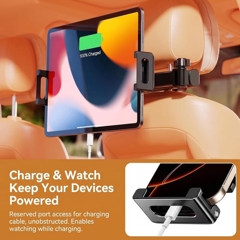 ToolHouse Car Headrest Tablet Stand - Adjustable Foldable and Extendable Arm, 360-Degree Rotating Holder for Many Tablets and Phones, Suitable for Backseat Passengers and Travel - Image 3